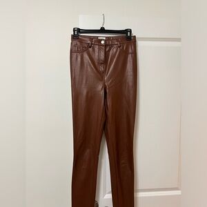 Aritzia Wilfred Brown vegan leather pants